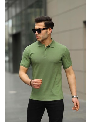 Comstar Erkek Kıvrılmaz Polo Yaka Cepsiz Slim Fit Dar Kesim Düz T-Shirt