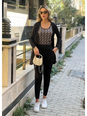 ModaSize Kadın Uzun Kollukrep Üçlü Takım