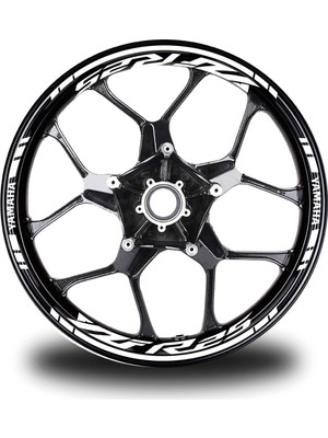 AK-SA-STR Yeni Özel  Motosiklet Jant Şeridi Yzf R25 Yamaha Uyumlu Beyaz-Beyaz Sağ/sol-Ön/arka