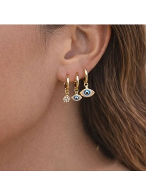 Heppii Nazar Göz Figürlü 3’lü Sallantılı Küpe Seti