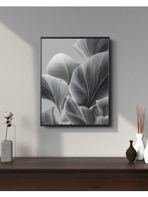 Fuart.Co Gri Yapraklar Dijital Baskı Poster (Çerçevesiz) BOFU