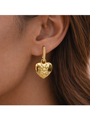 Heppii Charmlı Büyük Kalp Sallantılı Küpe -