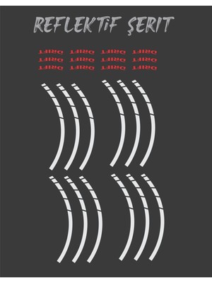 AK-SA-STR Yeni Özel  Motosiklet Jant Şeridi Mondial Drift Uyumlu L Reklektif Beyaz Kırmızı Uyumlu Sağ-Sol/ön-Arka