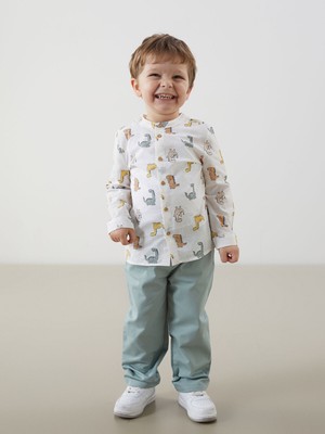 Lc Waikiki Yeni Sezon Baskılı Erkek Bebek Gömlek ve Pantolon 2'li