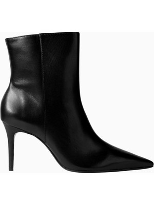 Schutz City Natural 85 Siyah Deri, Zarif ve Modern Topuklu Bot