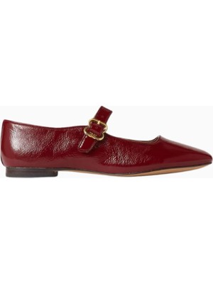 Sam Edelman Michaela Bordo Deri, Kare Burun Tokalı Mary Jane Kadın Ayakkabı