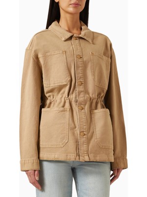 Good American Oversize Canvas Ceket, Modern Utiliter Stil-Şık Kadın Dış Giyim