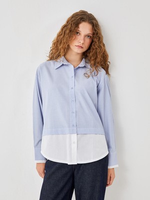 Lc Waikiki Yeni Sezon Çizgili Oversize Poplin Kadın Gömlek