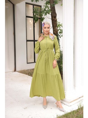 Comstar Maya Kumaş Beli Büzgülü Elbise