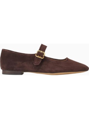 Sam Edelman Michaela Kahverengi Süet, Kare Burun Tokalı Mary Jane Kadın Ayakkabı