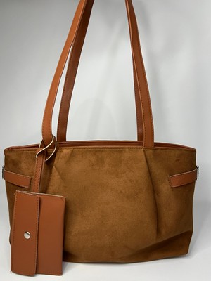 Özbu Ema Cüzdan Detaylı Süet Omuz Çanta (Geniş Hacimli, Iç Astarlı, Fermuarlı)