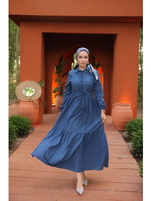 Comstar Maya Kumaş Beli Büzgülü Elbise