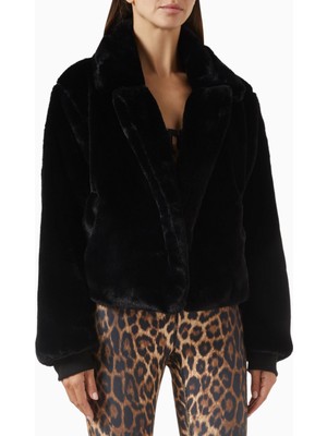 Blazer Ceket, Siyah Suni Kürk Şık ve Lüks Katman