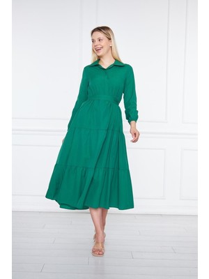 Comstar Kadın Katlı Gömlek Yaka Elbise