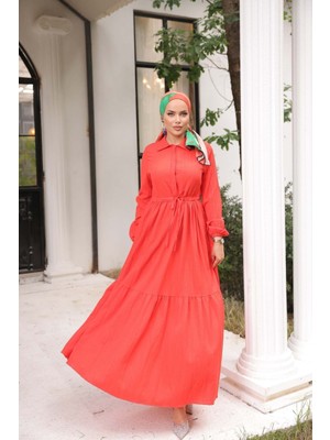 Comstar Maya Kumaş Beli Büzgülü Elbise