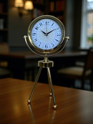 Zentime Gold Royal Motifli Üç Ayaklı Metal Masa Saati