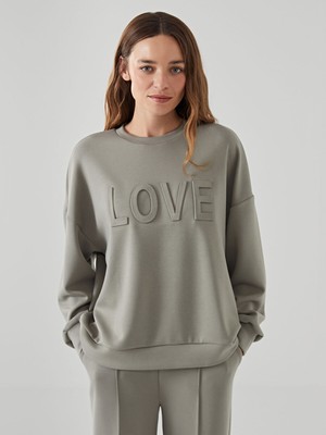 Lc Waikiki Yeni Sezon Bisiklet Yaka Baskılı Kadın Sweatshirt