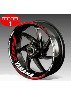 AK-SA-STR Yeni Özel  Motosiklet Jant Şeridi Fazer Yamaha Uyumlu Beyaz-Kırmızı Sağ-Sol/ön-Arka
