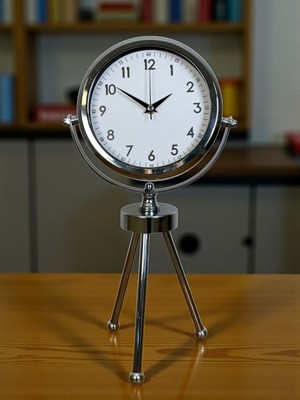 Zentime Krom Modern Classic Üç Ayaklı Metal Masa Saati