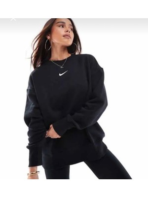 Nike Sportswear Phoenix Fleece Oversized Crew-Neck Bol Kalıp Siyah Kadın Sweatshirt DQ5733-010