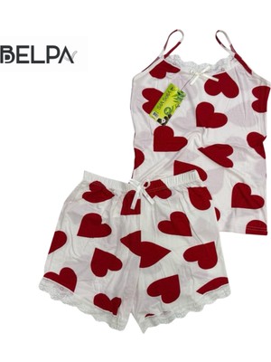 Belpa Sıla Sella Bamboo Kadın Şortlu Pijama Takımı – Askılı Dantel Detaylı