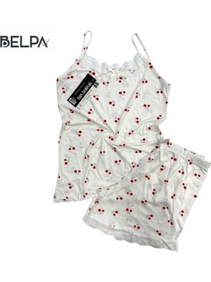Belpa Sıla Sella Bamboo Kadın Şortlu Pijama Takımı – Askılı Dantel Detaylı