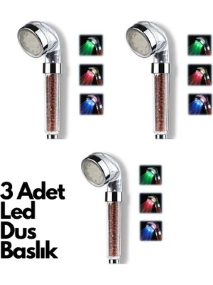 Tp 3 Adet Tasarruflu Boncuklu Ledli Duş Başlık-Pil Veya Elektrik Gerekmez Kinetik Enerjili ( Lisinya )