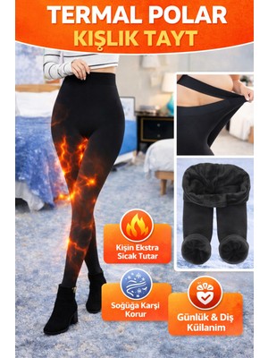 FitQueen İçi Peluş Astarlı Termal Polar Tayt – Kışlık, Yumuşacık ve Sıcacık Yapı, Günlük & Ev Kullanımı İçin Konforlu Kadın Taytı