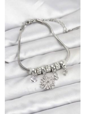 Tp Kutup Yıldızı Model Charmlı Gümüş Renk Kadın Bileklik - Lisinya