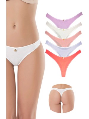TrentCo 5 Adet Pamuklu Kadın Klasik Tanga Soft Renkler