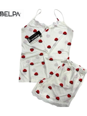 Belpa Sıla Sella Bamboo Kadın Şortlu Pijama Takımı – Askılı Dantel Detaylı