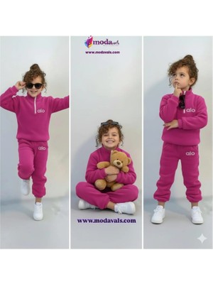 Modavals Kız Çocuk & Erkek Çocuk Alo Baskılı Traşlı Pofidik Polar Takım