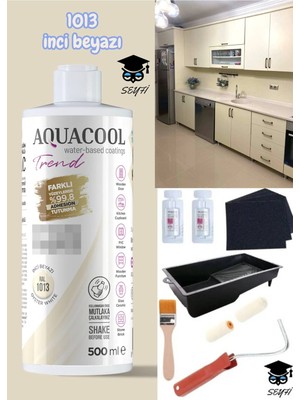 Aquacool Trend Kendiliğinden Vernikli Çelik Ahşap Kapı Beyaz Eşya Mutfak Dolabı Fayans Petek Metal Boya 500 ml Set