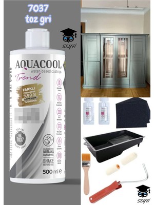 Aquacool Trend Kendiliğinden Vernikli Çelik Ahşap Kapı Beyaz Eşya Mutfak Dolabı Fayans Petek Metal Boya 500 ml Set