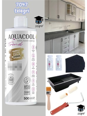Aquacool Trend Kendiliğinden Vernikli Çelik Ahşap Kapı Beyaz Eşya Mutfak Dolabı Fayans Petek Metal Boya 500 ml Set