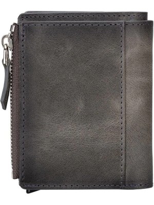 Meyou Shoes Deri Cüzdan ve Kartlık, Mekanizmalı, 10 Adet Kart Bölmeli, Efektli Gri