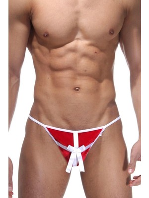 Hafif Giyim Kırmızı Fantezi Seksi Fiyonklu Kadife Erkek String BC4593HF