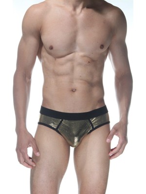 Hafif Giyim Erkek Sarı Fantezi Seksi Simli Parlak Desenli Jockstrap HF102109