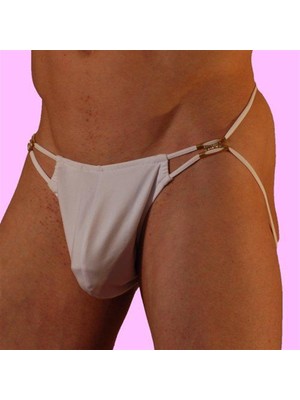Hafif Giyim Erkek Beyaz Fantezi Seksi Renkli Biyeli String DM030971HF
