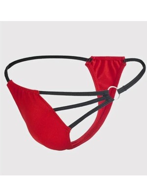 Hafif Giyim Erkek Kırmızı Fantezi Seksi Metalli String CB030125HF