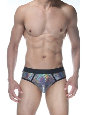 Hafif Giyim Erkek Gri Fantezi Seksi Simli Biye Detaylı Jockstrap DM102118HF