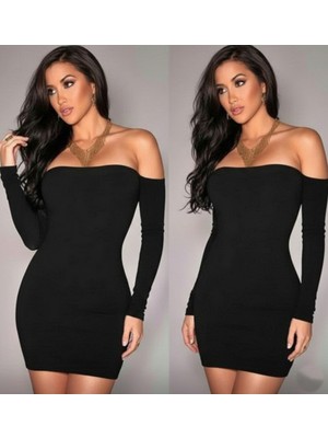 Hafif Giyim Fantezi Seksi Uzun Kollu Straplez Mini Elbise TP101190HF