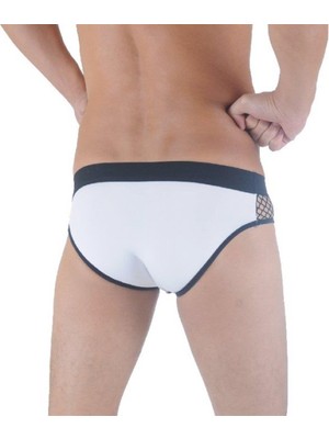 Hafif Giyim Erkek Beyaz Fantezi Seksi Fileli Slip HF291147