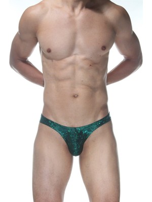 Hafif Giyim Erkek Yeşil Fantezi Seksi Simli Parlak Desenli Slip DM102103HF