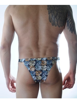 Hafif Giyim Erkek Çok Renkli Fantezi Seksi Zar Desenli Slip DM301127HF