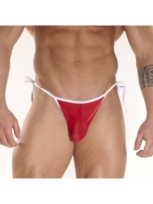 Hafif Giyim Erkek Kırmızı Fantezi Seksi Transparan Yan Bağlamalı Slip DM171217HF