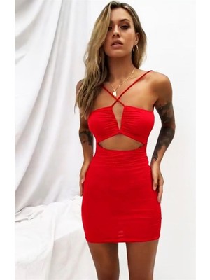 Hafif Giyim Fantezi Seksi Göbek ve Sırt Dekolteli Fantazi Elbise TP101563HF