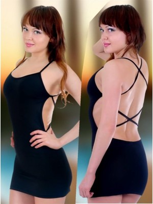 Hafif Giyim Fantezi Seksi Sırtı Açık Çapraz Askılı Mini Elbise TP060826HF