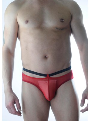 Hafif Giyim Erkek Kırmızı Fantezi Seksi Transparan Tül Slip HF301183