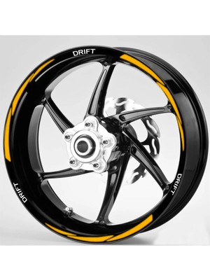 AK-SA-STR Yeni Özel  Motosiklet Jant Şeridi Drift Uyumlu Beyaz-Turuncu Sağ-Sol/ön-Arka